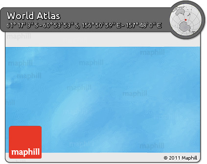 Physical 3D Map of the Area around 61° 5' 28" S, 157° 19' 29" E