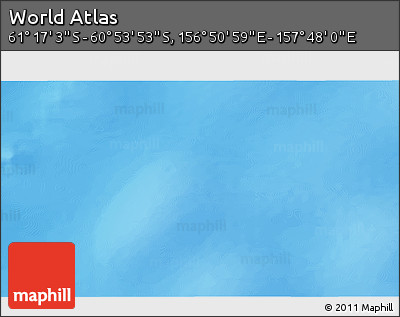 Physical 3D Map of the Area around 61° 5' 28" S, 157° 19' 29" E