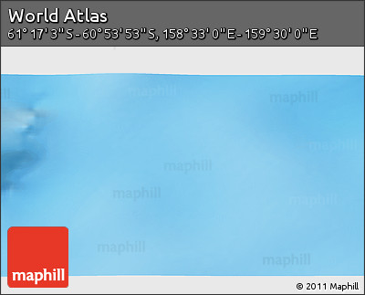 Physical 3D Map of the Area around 61° 5' 28" S, 159° 1' 30" E