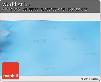 Physical 3D Map of the Area around 61° 5' 28" S, 159° 1' 30" E