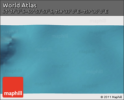 Satellite 3D Map of the Area around 61° 5' 28" S, 159° 1' 30" E