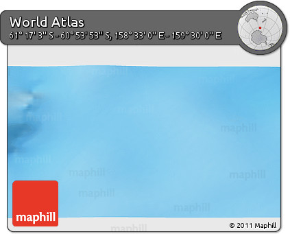 Shaded Relief 3D Map of the Area around 61° 5' 28" S, 159° 1' 30" E