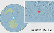 Savanna Style Location Map of the area around 61° 5' 28" S, 159° 1' 30" E, hill shading