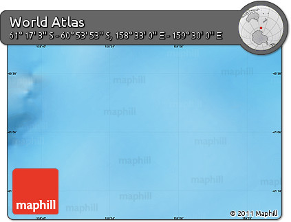Physical Map of the Area around 61° 5' 28" S, 159° 1' 30" E