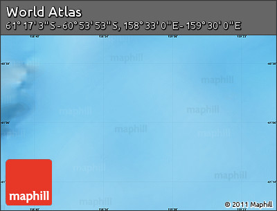 Physical Map of the Area around 61° 5' 28" S, 159° 1' 30" E