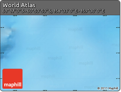 Physical Map of the Area around 61° 5' 28" S, 159° 1' 30" E