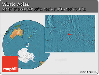 Satellite Location Map of the Area around 61° 5' 28" S, 163° 16' 30" E