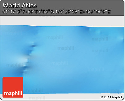 Physical 3D Map of the Area around 61° 5' 28" S, 165° 49' 29" E