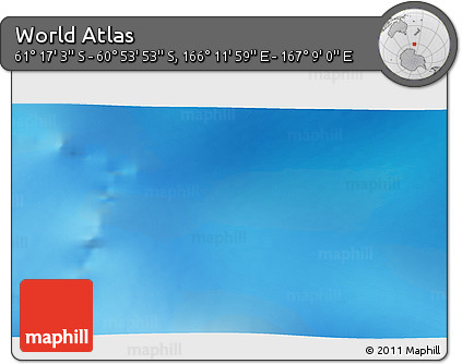 Physical 3D Map of the Area around 61° 5' 28" S, 166° 40' 30" E