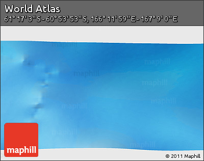 Physical 3D Map of the Area around 61° 5' 28" S, 166° 40' 30" E