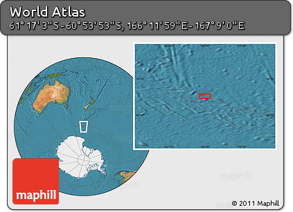 Satellite Location Map of the Area around 61° 5' 28" S, 166° 40' 30" E