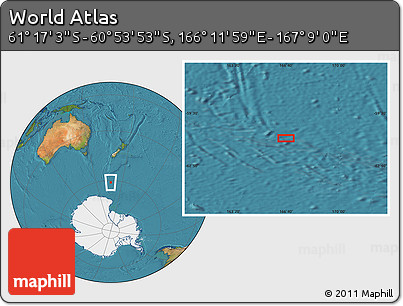 Satellite Location Map of the Area around 61° 5' 28" S, 166° 40' 30" E
