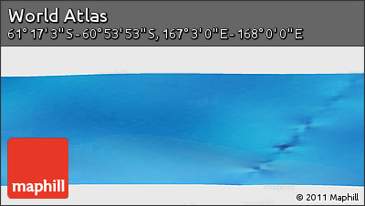 Physical Panoramic Map of the Area around 61° 5' 28" S, 167° 31' 30" E
