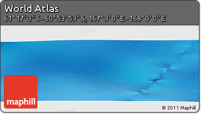 Physical Panoramic Map of the Area around 61° 5' 28" S, 167° 31' 30" E