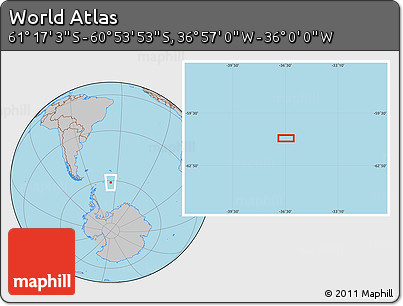 Gray Location Map of the Area around 61° 5' 28" S, 36° 28' 30" W