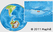 Physical Location Map of the area around 61° 5' 28" S, 44° 7' 30" W