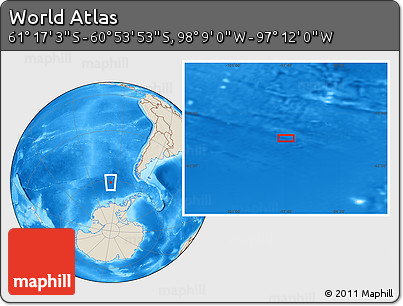 Shaded Relief Location Map of the Area around 61° 5' 28" S, 97° 40' 30" W