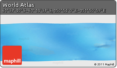 Physical Panoramic Map of the Area around 61° 26' 8" S, 151° 22' 30" E