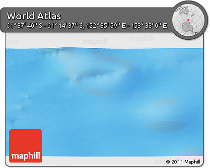 Physical 3D Map of the Area around 61° 26' 8" S, 153° 4' 29" E