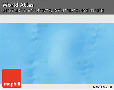 Physical 3D Map of the Area around 61° 26' 8" S, 158° 10' 30" E