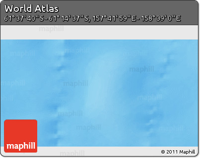 Physical 3D Map of the Area around 61° 26' 8" S, 158° 10' 30" E