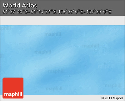 Physical 3D Map of the Area around 61° 26' 8" S, 159° 1' 30" E