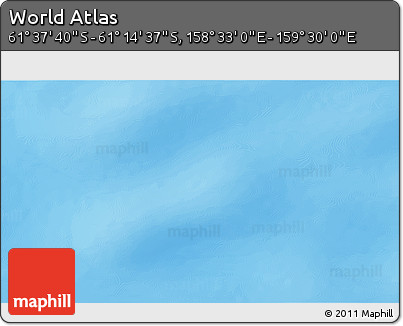 Physical 3D Map of the Area around 61° 26' 8" S, 159° 1' 30" E