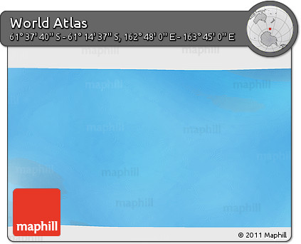 Physical 3D Map of the Area around 61° 26' 8" S, 163° 16' 30" E