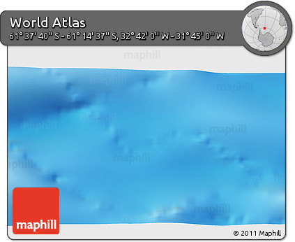 Physical 3D Map of the Area around 61° 26' 8" S, 32° 13' 30" W