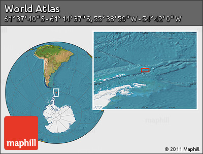 Satellite Location Map of the Area around 61° 26' 8" S, 55° 10' 29" W