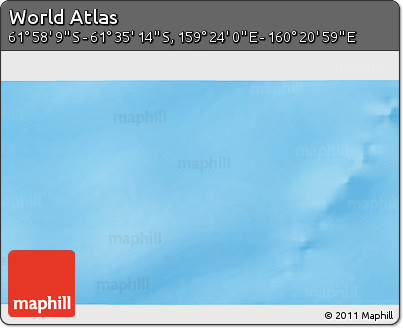 Physical 3D Map of the Area around 61° 46' 42" S, 159° 52' 30" E