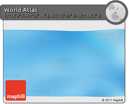Physical 3D Map of the Area around 61° 46' 42" S, 162° 25' 30" E