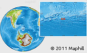 Physical Location Map of the area around 61° 46' 42" S, 33° 4' 30" W