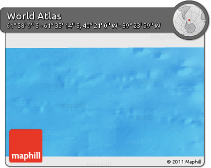 Physical 3D Map of the Area around 61° 46' 42" S, 39° 52' 30" W
