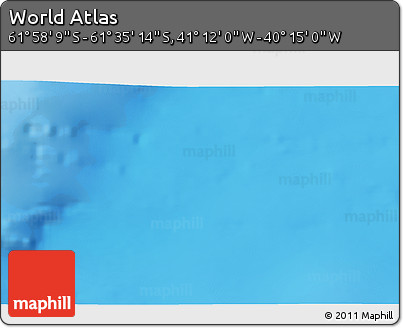 Physical 3D Map of the Area around 61° 46' 42" S, 40° 43' 30" W