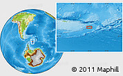 Physical Location Map of the area around 61° 46' 42" S, 40° 43' 30" W