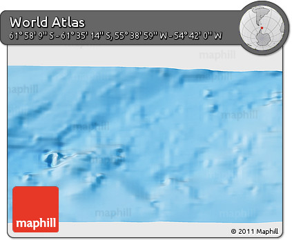 Physical 3D Map of the Area around 61° 46' 42" S, 55° 10' 29" W