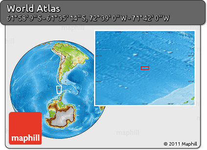 Physical Location Map of the Area around 61°&nbsp;46'&nbsp;42"&nbsp;S,&nbsp;72°&nbsp;10'&nbsp;30"&nbsp;W