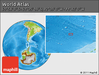 Physical Location Map of the Area around 61°&nbsp;46'&nbsp;42"&nbsp;S,&nbsp;72°&nbsp;10'&nbsp;30"&nbsp;W