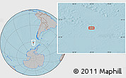 Gray Location Map of the area around 61° 46' 42" S, 83° 13' 29" W, hill shading