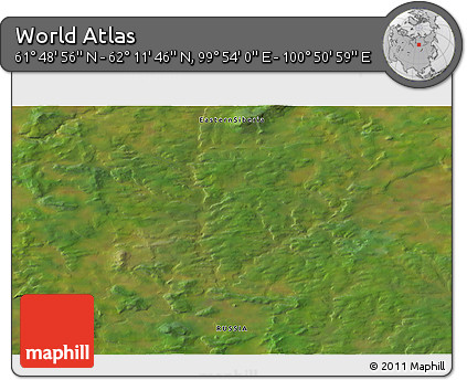 Satellite 3D Map of the Area around 62° 0' 21" N, 100° 22' 30" E