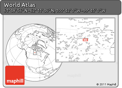 Blank Location Map of the Area around 62° 0' 21" N, 100° 13' 29" W