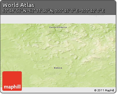 Physical 3D Map of the Area around 62° 0' 21" N, 101° 13' 29" E