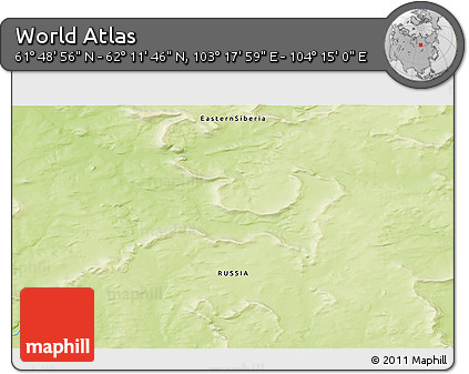 Physical 3D Map of the Area around 62° 0' 21" N, 103° 46' 30" E