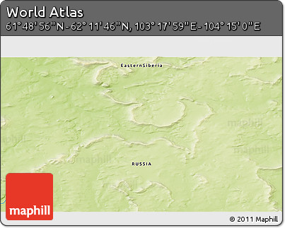 Physical 3D Map of the Area around 62° 0' 21" N, 103° 46' 30" E