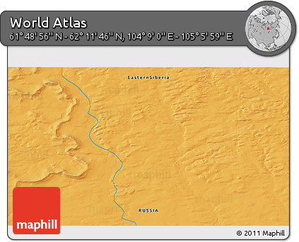 Political 3D Map of the Area around 62° 0' 21" N, 104° 37' 30" E