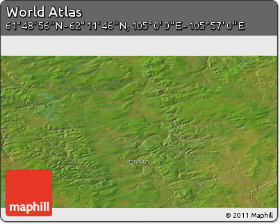 Satellite 3D Map of the Area around 62° 0' 21" N, 105° 28' 29" E