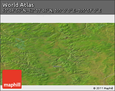Satellite 3D Map of the Area around 62° 0' 21" N, 105° 28' 29" E