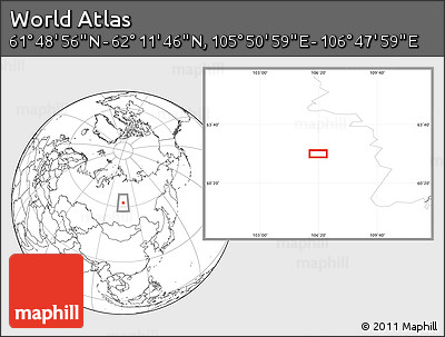 Blank Location Map of the Area around 62° 0' 21" N, 106° 19' 29" E