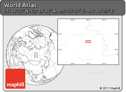 Blank Location Map of the Area around 62° 0' 21" N, 106° 19' 29" E